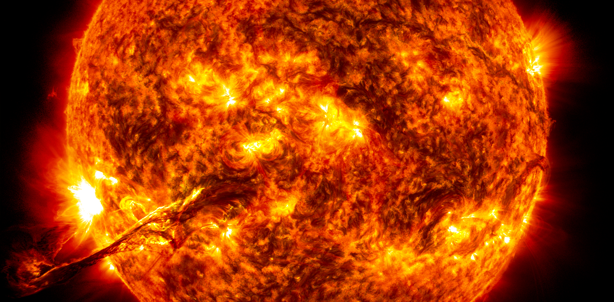 Image of the sun with a flare