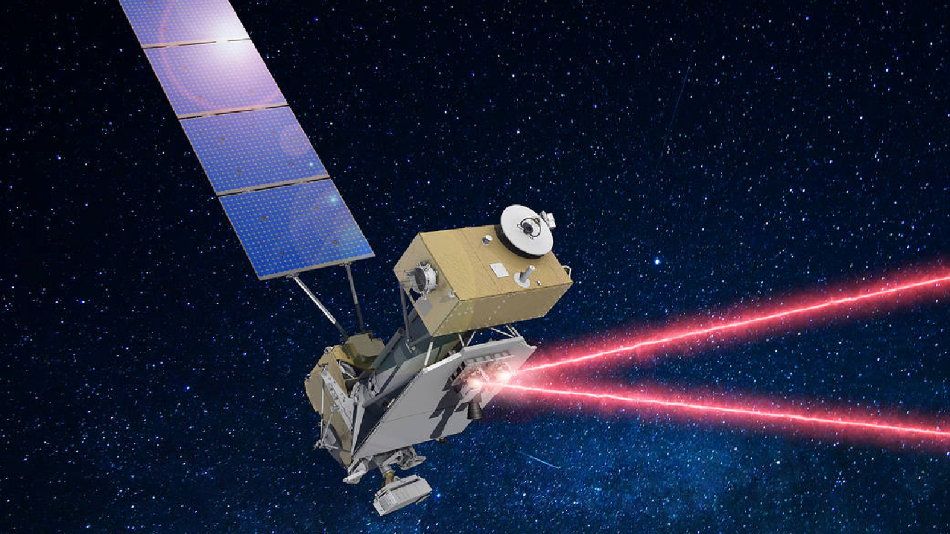An artist’s rendering of the Laser Communications Relay Demonstration on the Space Test Program Satellite (STPSat-6).