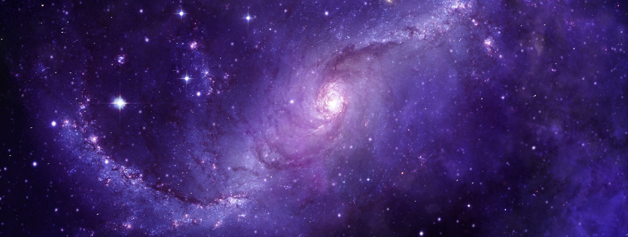 
		A mesmerizing view of a spiral galaxy set against the backdrop of deep space. The galaxy's core glows brightly with a brilliant light, surrounded by swirling arms that are illuminated with vibrant shades of purple and pink. Numerous stars are scattered across the scene, twinkling against the dark, star-filled sky. The image showcases the intricate beauty and vastness of the universe, with rich, cosmic colors and detailed star formations adding depth and wonder to the composition.		